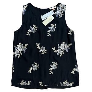 Skies Are Blue Sleeveless Blouse Nikolai Floral Sequined Stitch Fix Black Small